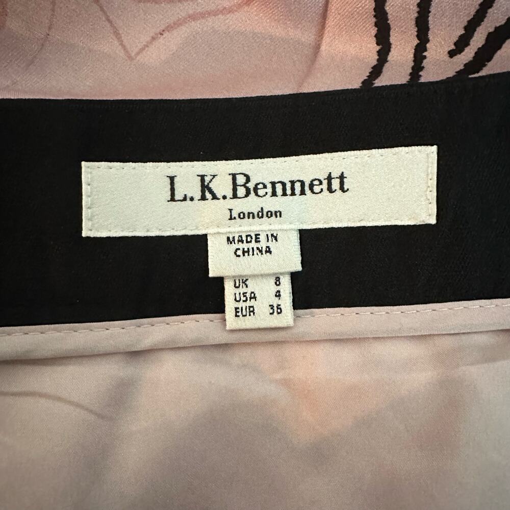 LK Bennett Women's Sarvi Rose Pink Printed Skirt Pockets Size 4 Valentine's Day - Picture 4 of 12